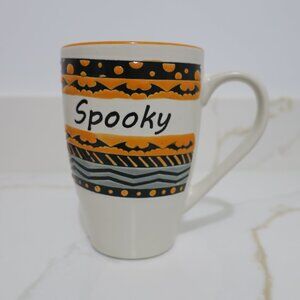 Halloween Spooky Coffee Mug Orange Black Bats Chevron Polka Dot Large